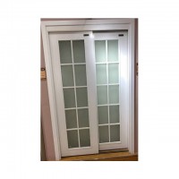 Chongqing Oem White Primer Prefab House Modern Double Sliding Wooden Glass Interior Kitchen Front Leaf Door Design Catalogue